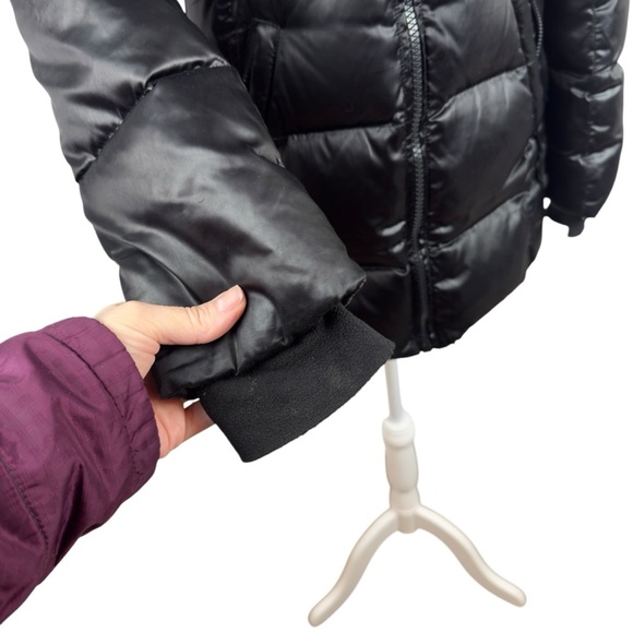 S13 NY Kylie Down Puffer Jacket Women S Black Nylon Coat Cuff Thumbholes No Hood - Picture 5 of 15